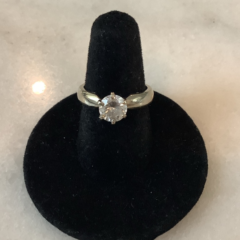 Timeless Silver Solitaire Ring with Clear Stone, Brand New